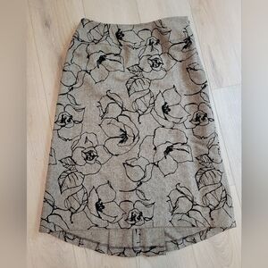 Pleated Wool Blend Pencil Skirt Velvet Embroidered Vintage Vibe Retro Vibe